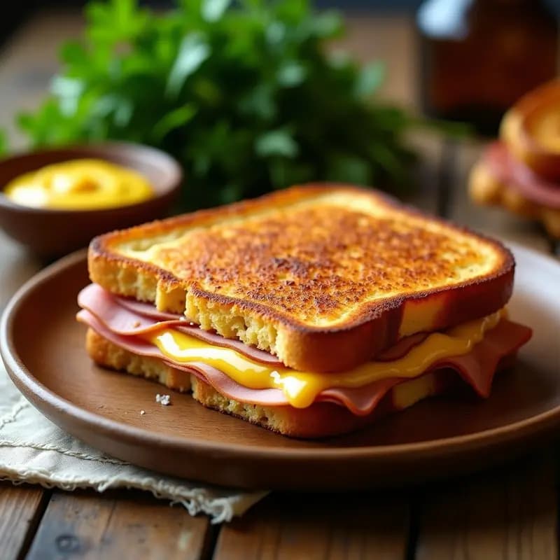 P Monsieur con Pan de Centeno y Queso Gruyère: Sándwich Francés Gourmet en Airfryer