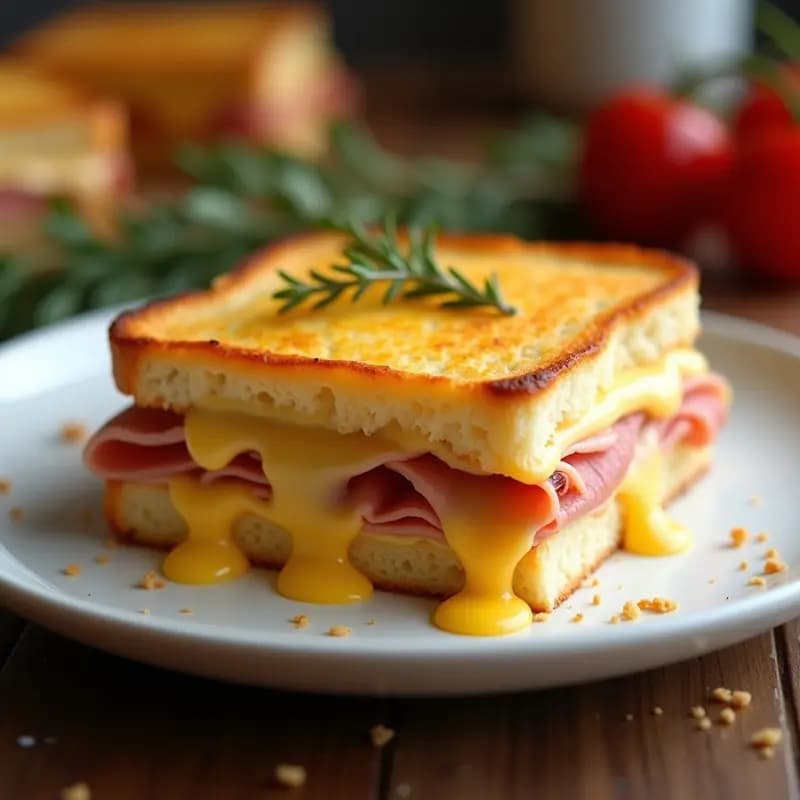 Croque Monsieur de Jamón de Pavo y Queso Gruyère: Sandwich Francés Alta en Proteína