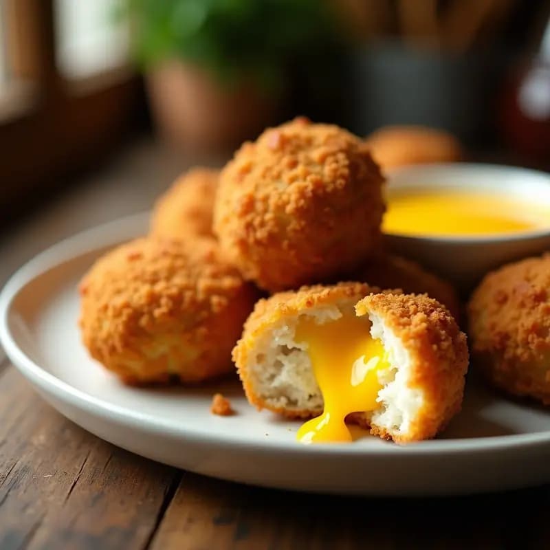 Croqueta de Pollo al Curry con Queso Cheddar y Pan Rallado Japonés: Fusión de Sabores en un Bocado
