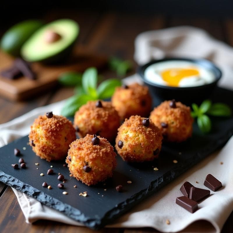 Croquetas de Aguacate y Chocolate Negro: Aperitivo Gourmet en Airfryer Sin Harina