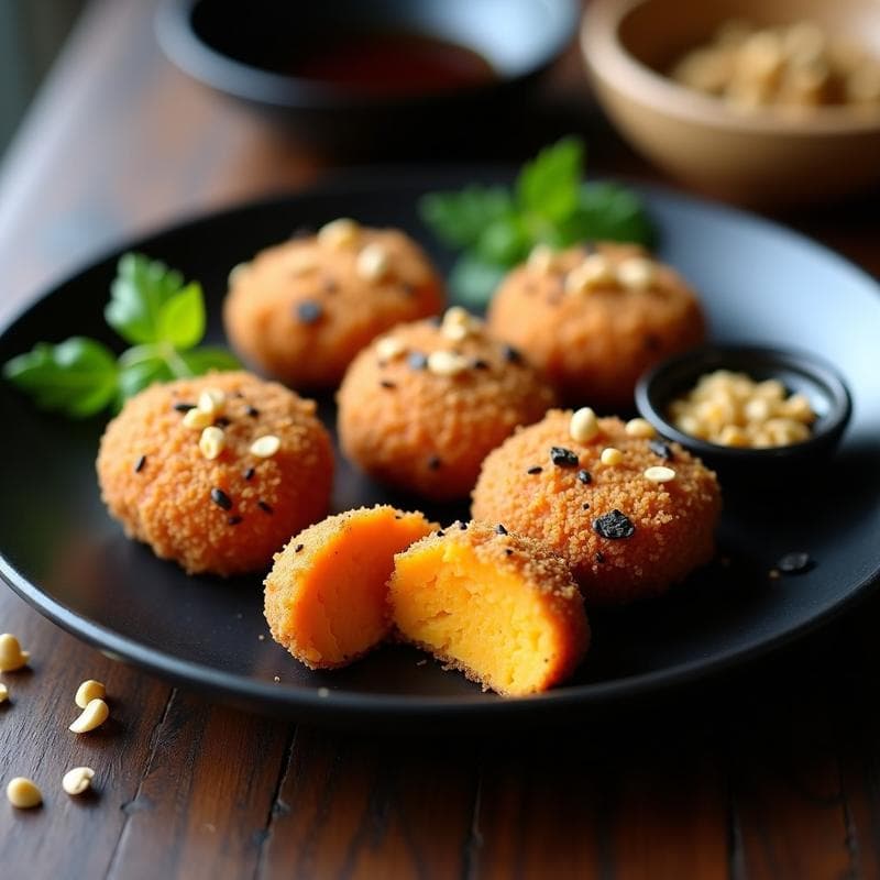 Croquetas de Algas Nori y Puré de Patata Dulce: Aperitivo Japonés Vegano en Airfryer