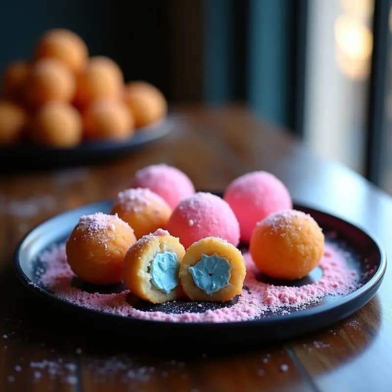 Croquetas de Algodón de Azúcar con Relleno de Queso Azul: Postre Sorpresa Crujiente