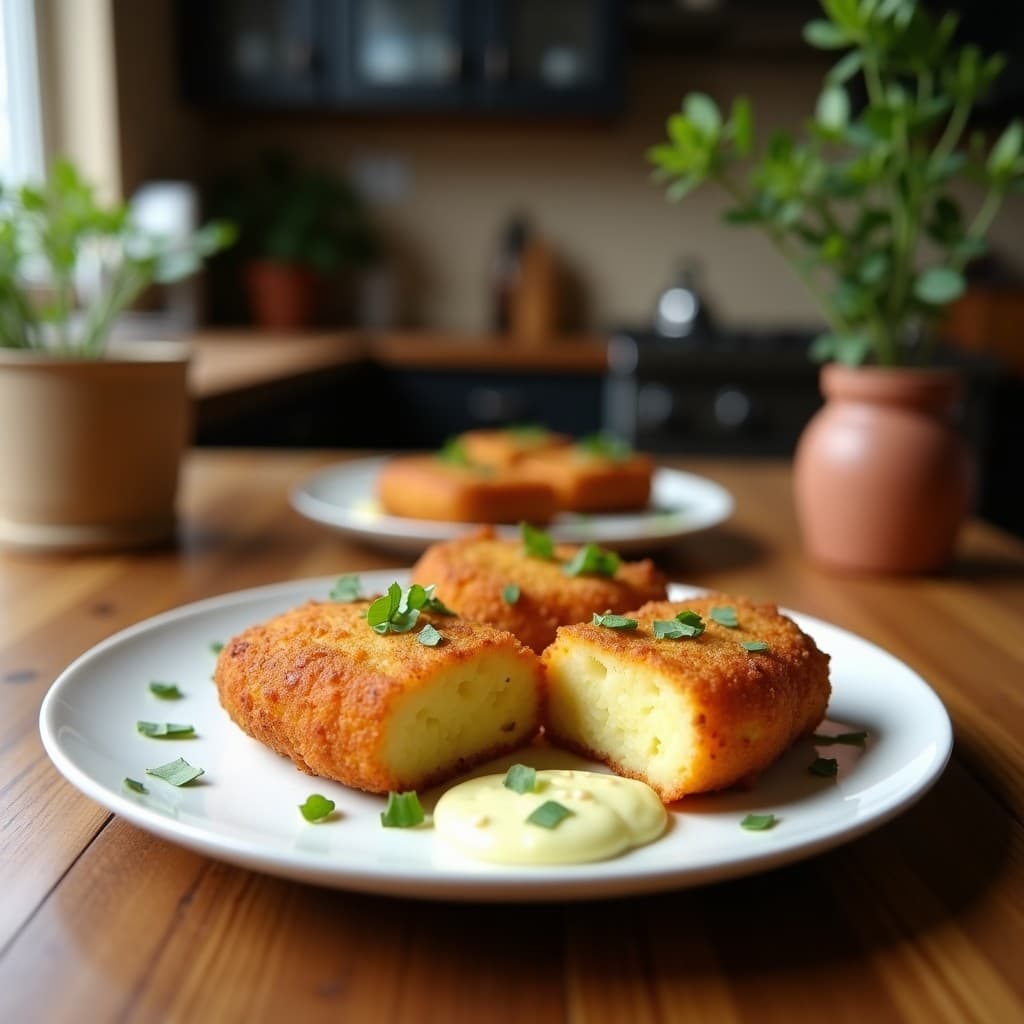 Croquetas de Aquífero (Algas) y Patata con Salsa de Alioli Vegano: Receta Española Innovadora