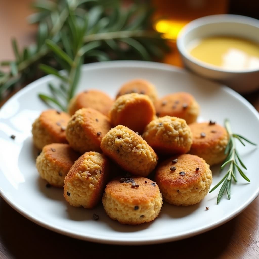 Croquetas de Flocos de Avena y Champiñones con Salsa de Mostaza y Miel: Receta Vegana en Airfryer