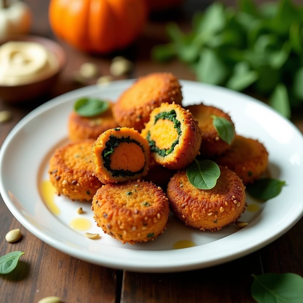 Croquetas de boniato y espinacas con rebozado de pipas de calabaza: Receta sin gluten en airfryer