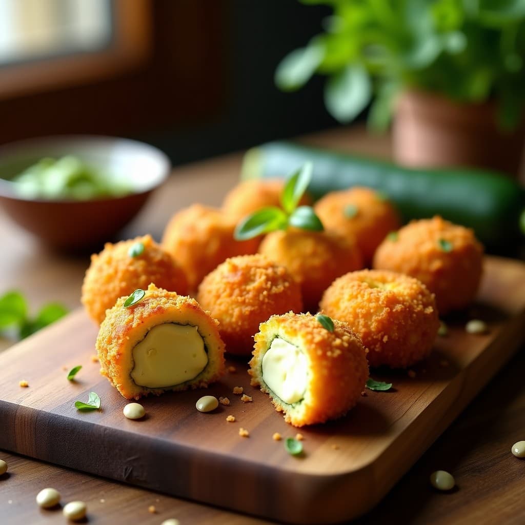 Croquetas de Calabacín y Queso de Cashew con Pan Rallado de Semillas de Girasol: Aperitivo Sin Lácteos en Airfryer