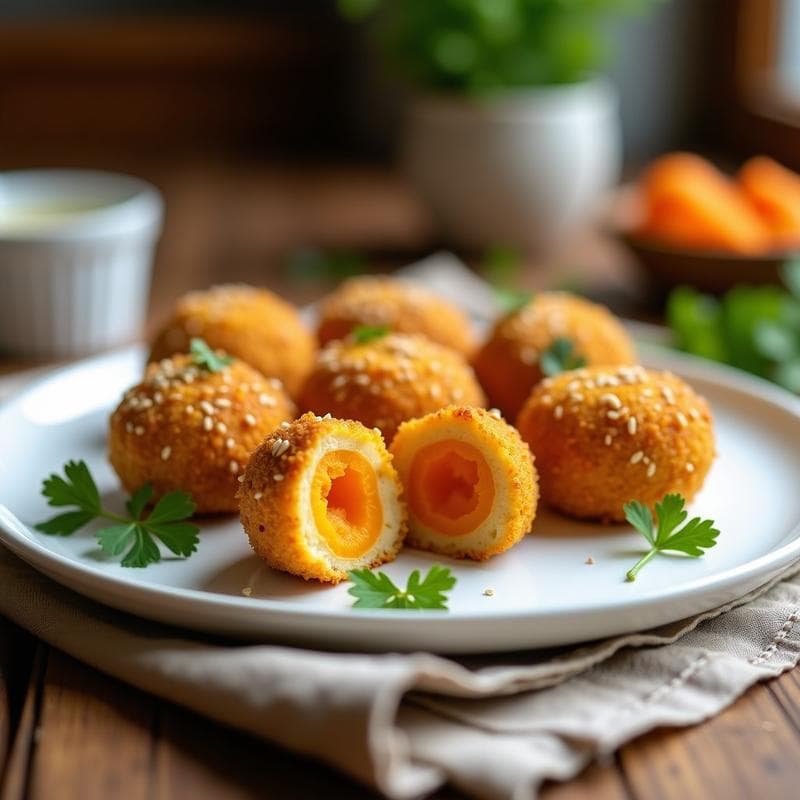 Croquetas de Calabaza y Cúrcuma con Cobertura de Semillas de Sésamo: Receta en Airfryer Sin Lactosa