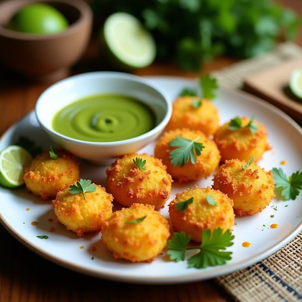 Croquetas de Camarón y Cúrcuma: Receta Tailandesa en Airfryer con Salsa de Limón Kaffir