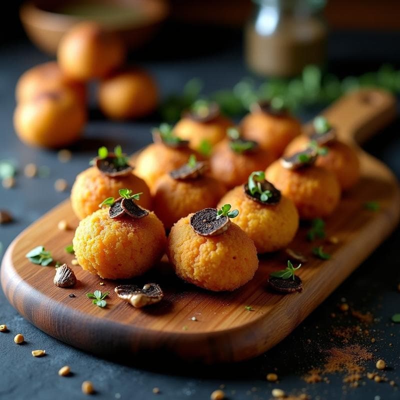 Croquetas de Castagna y Champiñones: Receta Italiana en Airfryer con Trufa Negra