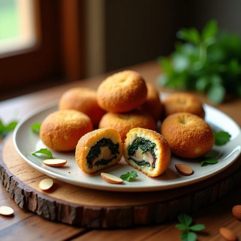 Croquetas de Champiñones Portobello y Espinacas con Costra de Almendra: Receta Sin Gluten