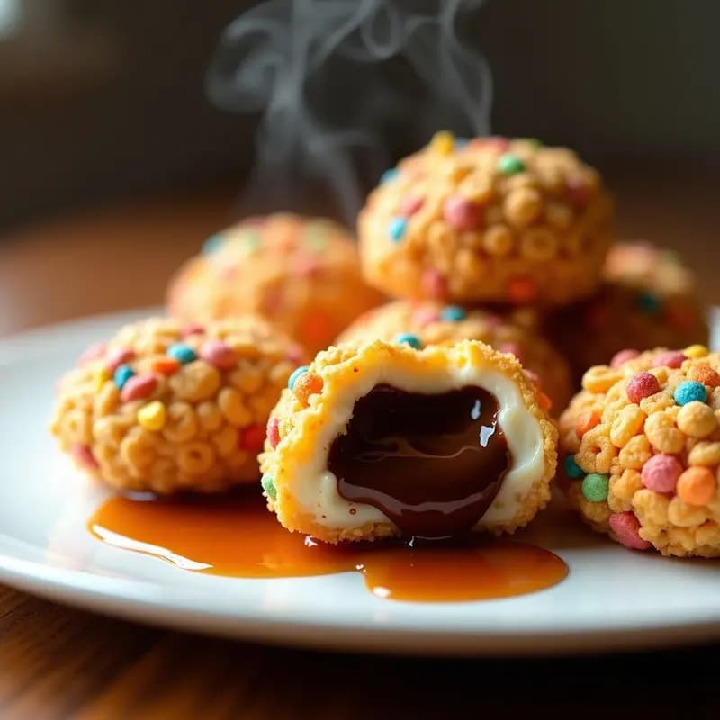 Croquetas de Chocolate y Queso Fundido Empanizadas con Cereales de Desayuno: Snack para Adictos al Dulce
