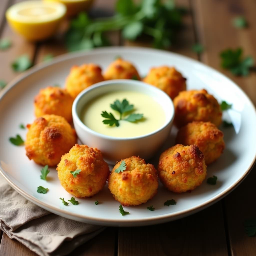 Croquetas de Coliflor y Curry con Salsa de Yogur de Soja: Aperitivo Indio Sin Lactosa