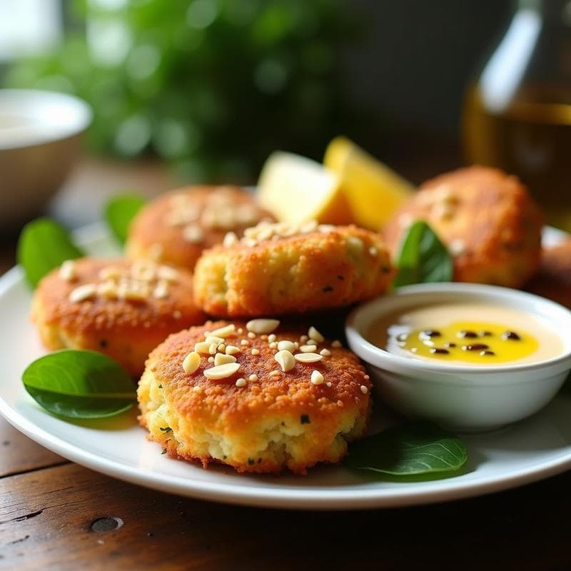 Croquetas de Coliflor y Espinacas con Salsa de Tahini: Receta Keto en Airfryer