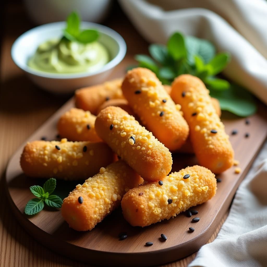 Croquetas de Coliflor y Queso de Anacardos con Costra de Semillas de Amapola: Aperitivo Crunchy