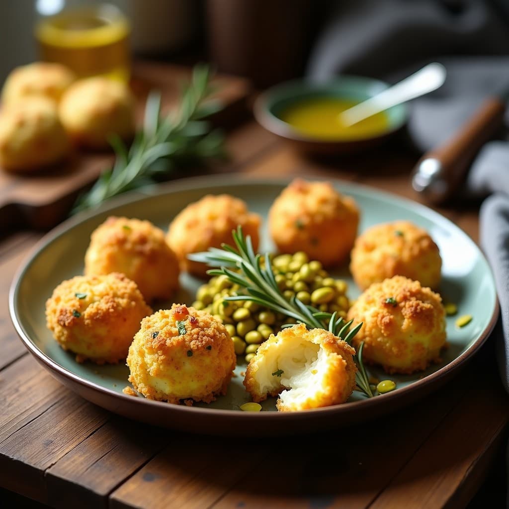 Croquetas de Coliflor y Queso Manchego con Costra de Pistacho: Tupper Sin Freír