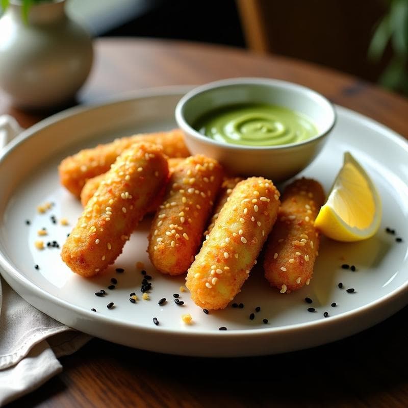 Croquetas de Edamame y Ajo Negro: Aperitivo Japonés Keto en Airfryer con Salsa Wasabi