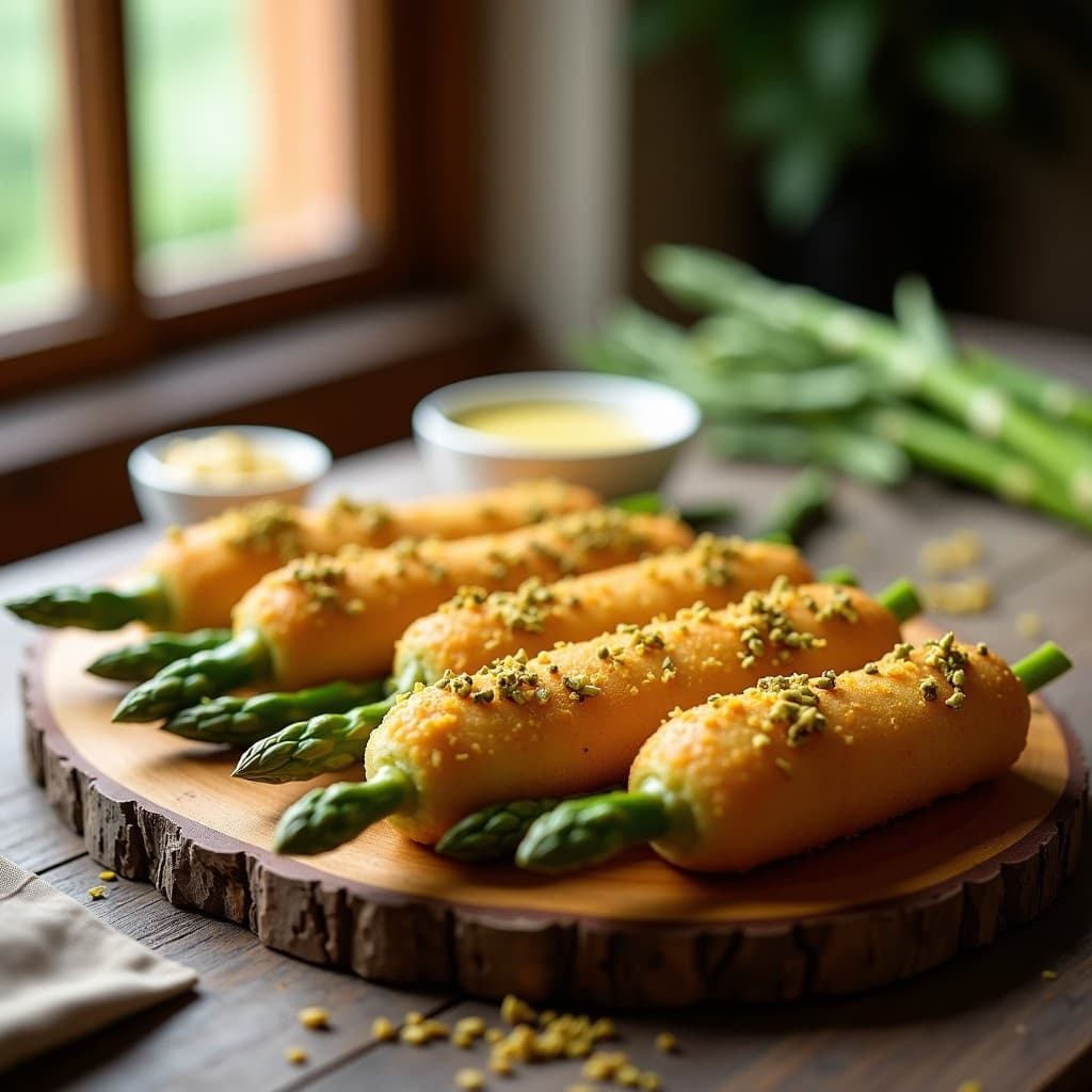 Croquetas de Espárrago Triguero y Queso de Pistacho con Rebozado de Semillas de Girasol: Receta Española Gourmet
