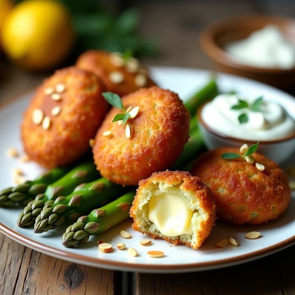 Croquetas de Espárragos Verdes y Queso de Almendras: Aperitivo Vegano en Airfryer