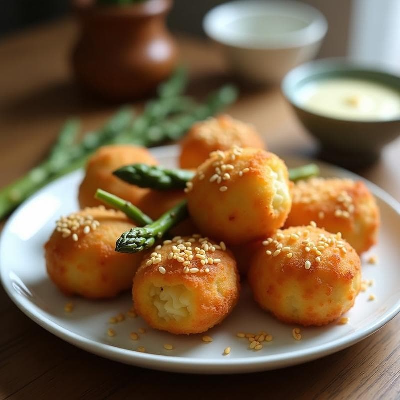 Croquetas de Espárragos Trigueros y Queso de Almendras: Entrante Vegano con Toque Crujiente