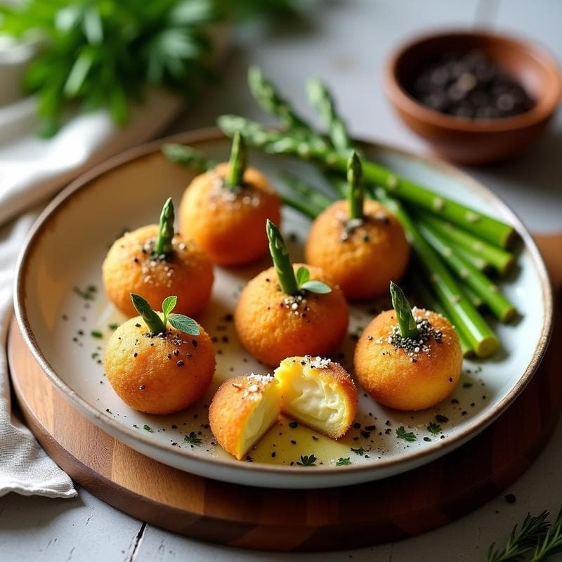 Croquetas de Espárragos Blancos y Queso de Anacardos: Aperitivo Francés Vegano Sin Rebozar