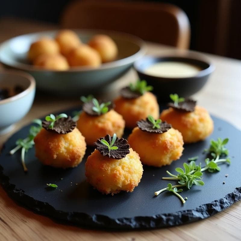 Croquetas de Espelta y Boletus con Trufa Negra: Entrante Gourmet Sin Lácteos
