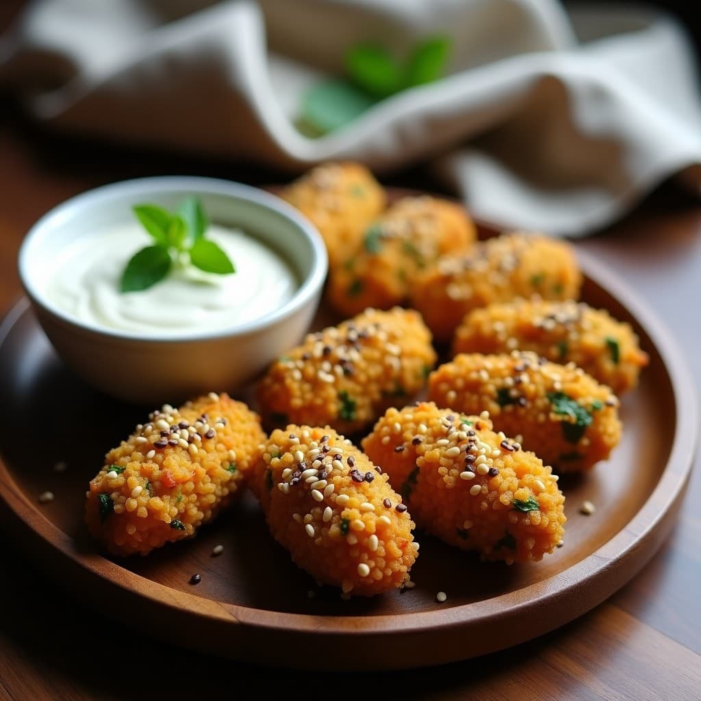 Croquetas de Espinaca y Garbanzos con Costra de Semillas: Aperitivo vegano en Airfryer