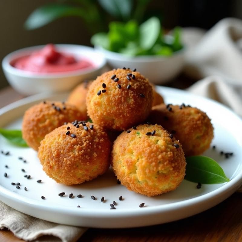 Croquetas de Espinaca y Garbanzos con Pan rallado de Almendra: Receta Vegana en Airfryer