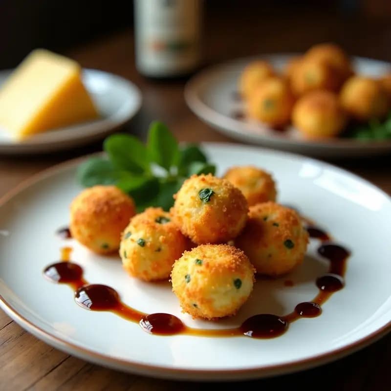 Croquetas de Espinaca y Queso Manchego con Jarabe de Pedro Ximénez: Aperitivo Español Gourmet