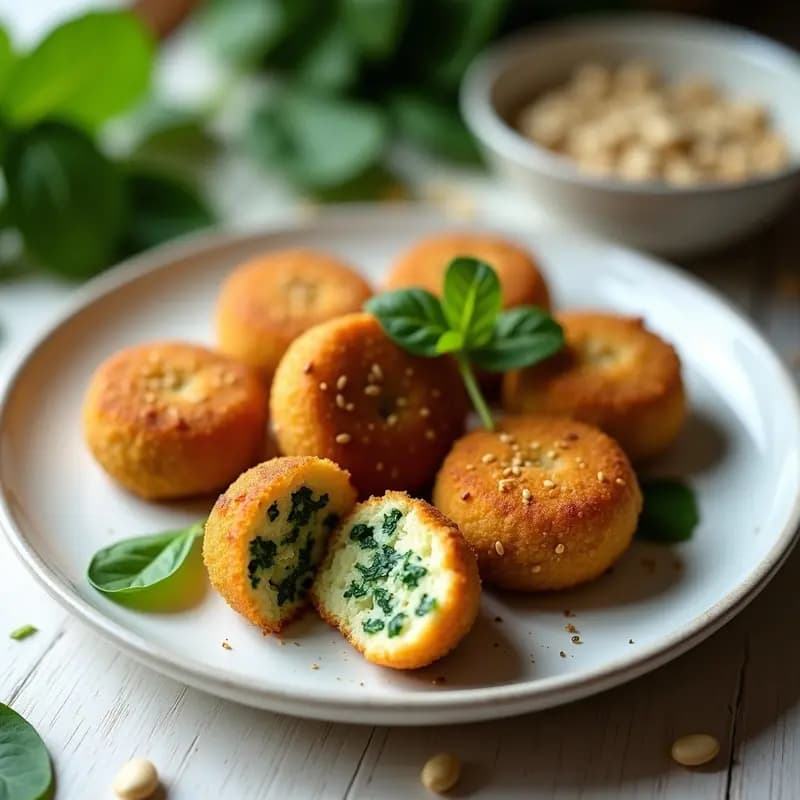 Croquetas de Espinaca y Queso de Almendras con Costra de Semillas de Girasol: Receta Sin Lactosa y Crujiente
