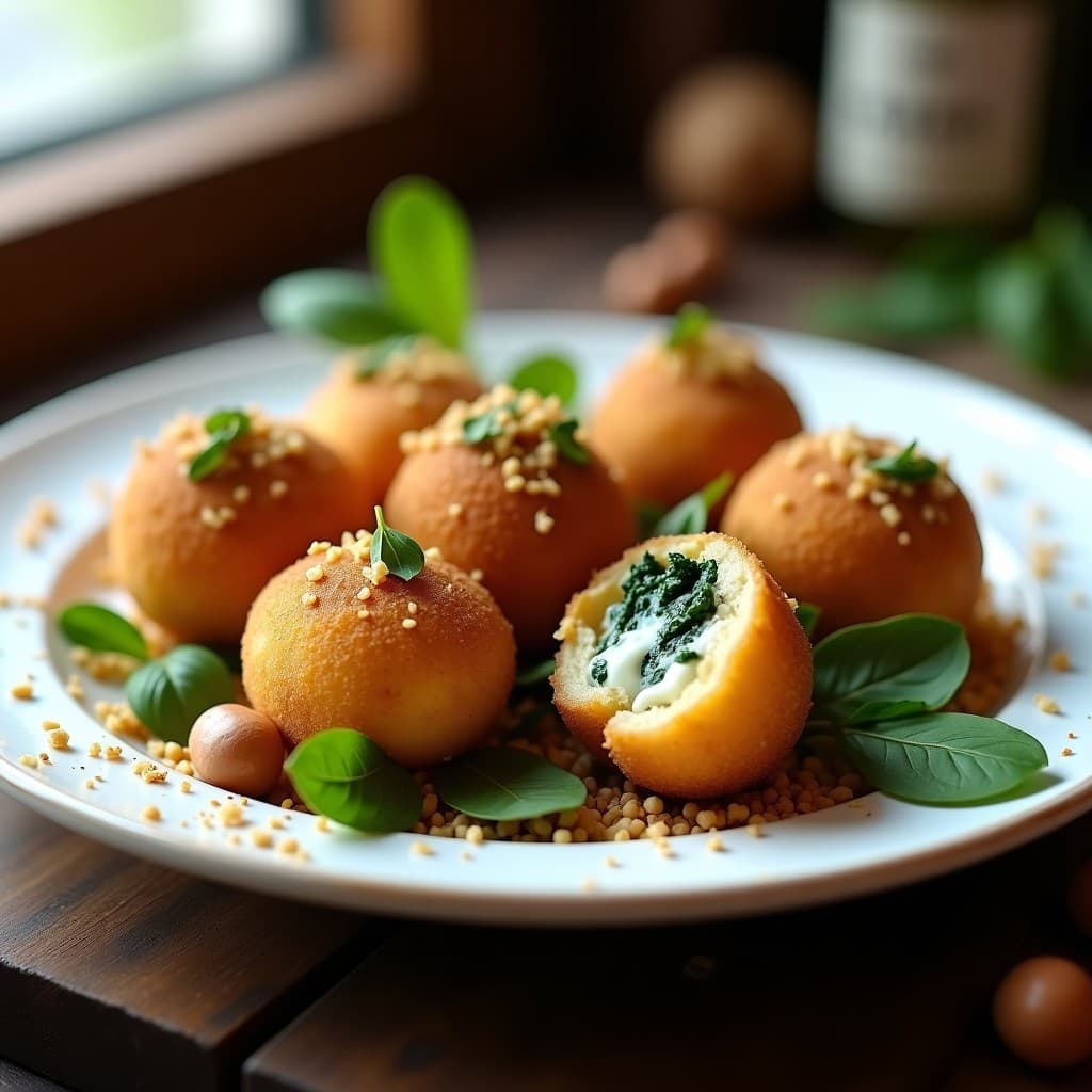 Croquetas de Espinaca y Queso Azul con Cobertura de Avellanas: Receta Española Gourmet