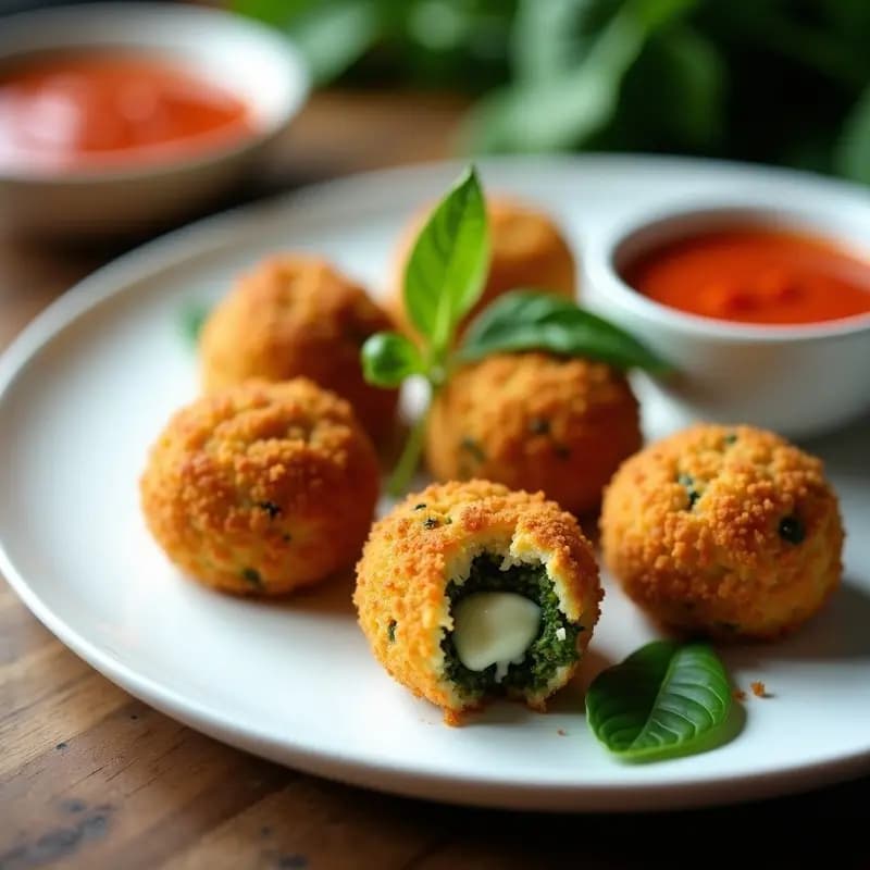 Croquetas de Espinaca y Queso de Cabra con Pan de Mijo: Entrante Français Sin Gluten