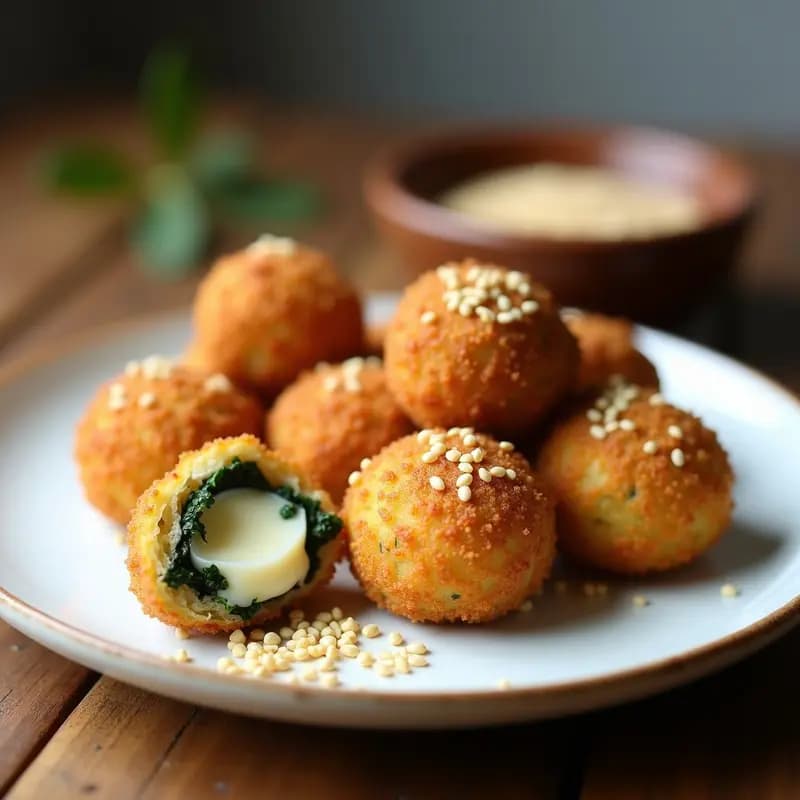 Croquetas de Espinaca y Queso de Cabra con Cobertura de Semillas de Sésamo: Receta en Thermomix