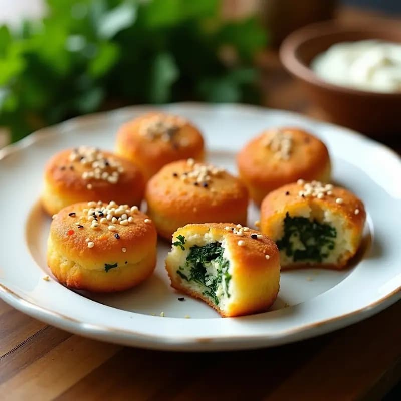 Croquetas de Espinacas y Queso de Anacardos con Empanizado de Semillas de Sésamo: Crujientes y Sin Lácteos
