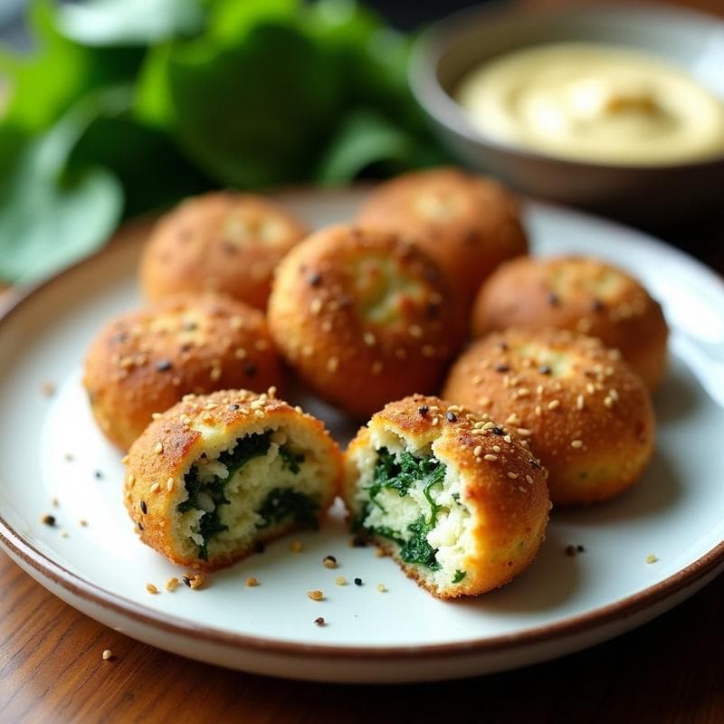 Croquetas de Espinacas y Queso de Anacardos con Costra de Semillas: Receta Vegana sin Freír