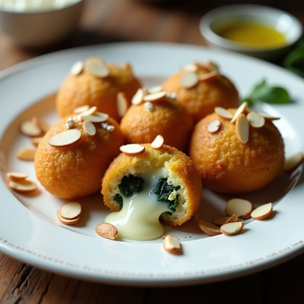 Croquetas de Espinacas y Queso Azul con Cobertura de Almendras: Receta Gourmet en Olla Express