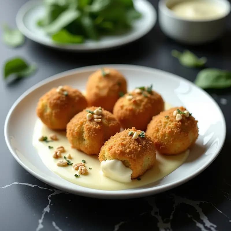 Croquetas de Espinacas y Queso Azul con Baño de Chocolate Blanco: Aperitivo Gourmet Sorprendente