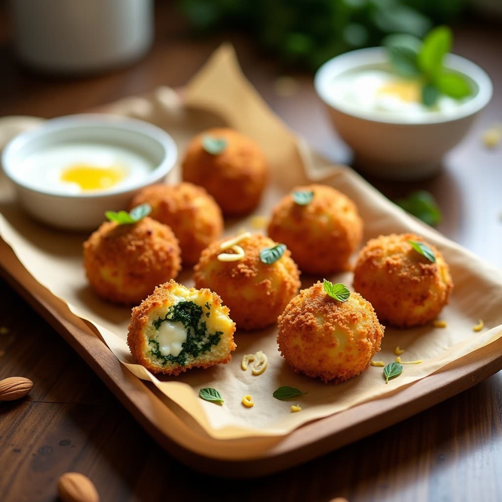 Croquetas de Espinacas y Queso de Cabra con Panko de Almendra: Aperitivo Sin Harina