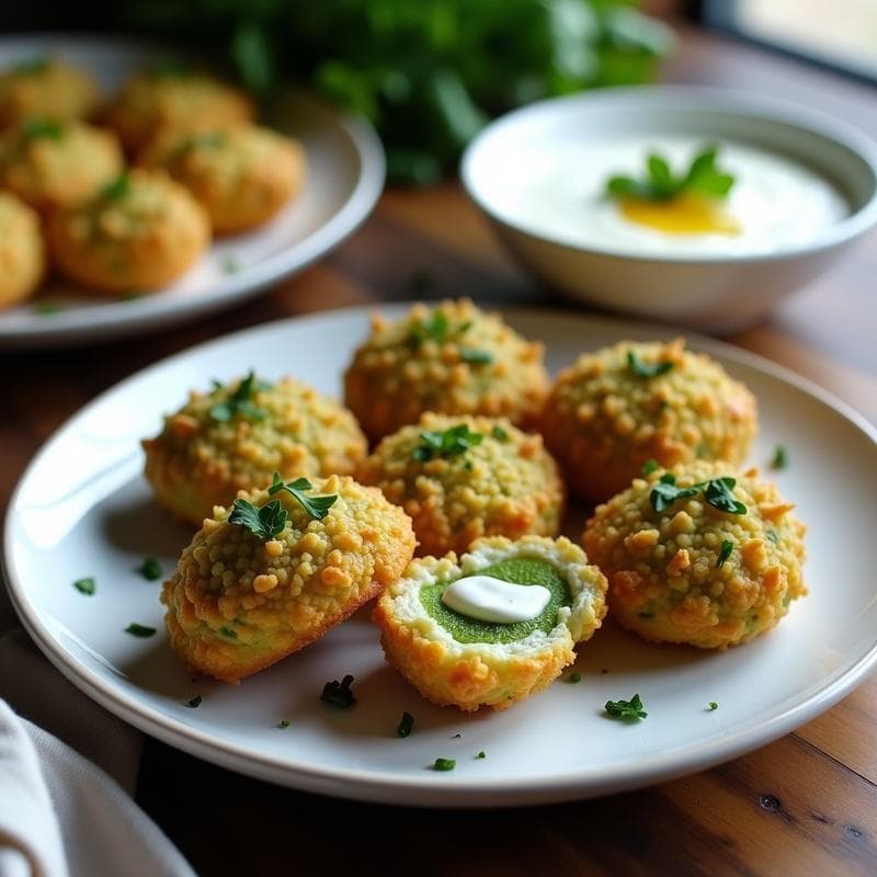 Croquetas de Espinacas y Queso de Cabra con perejil de pistacho: Receta Francesa en Airfryer
