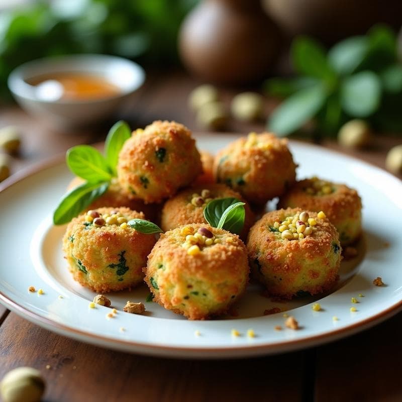 Croquetas de Espinacas y Queso deCabra con Costra de Pistacho: Receta Española Gourmet