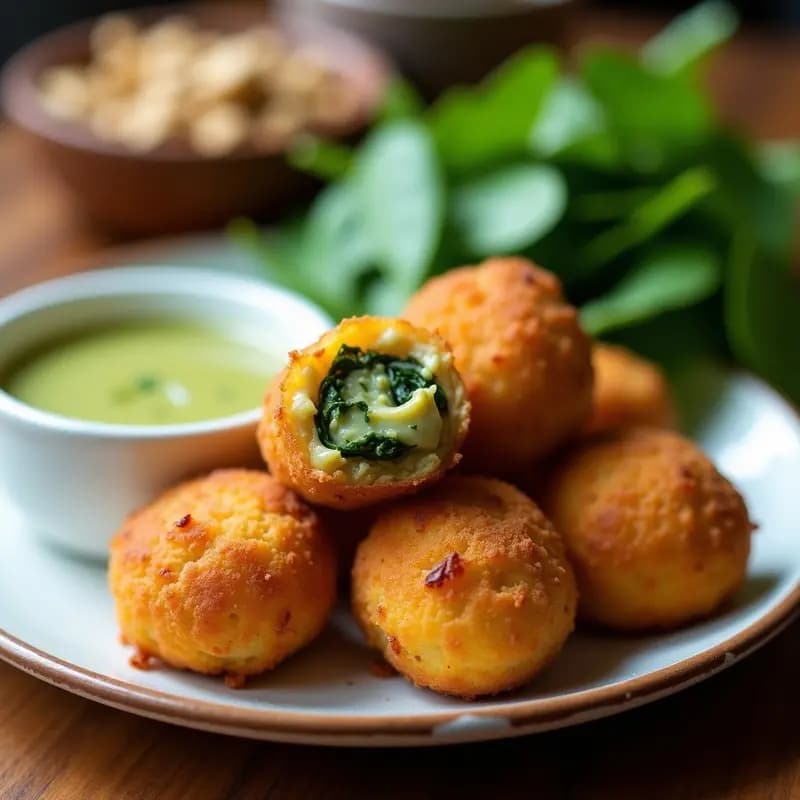 Croquetas de Espinacas y Queso de Cacahuete con All-I-Oli de Última Generación: Receta Vegana en Airfryer