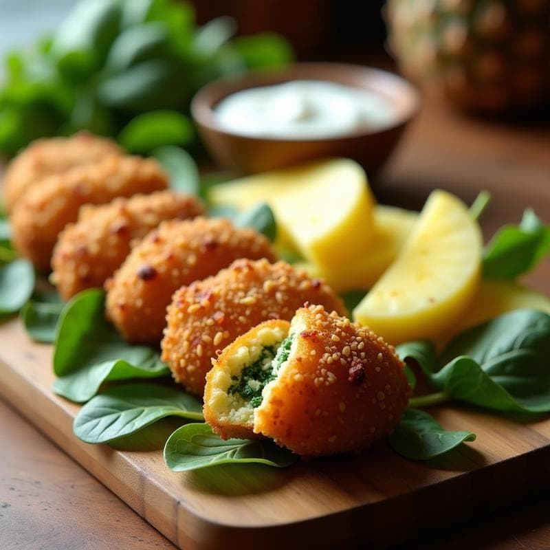 Croquetas de Espinacas y Queso de Cáscara de Piña: Receta Vegana Sin Horno