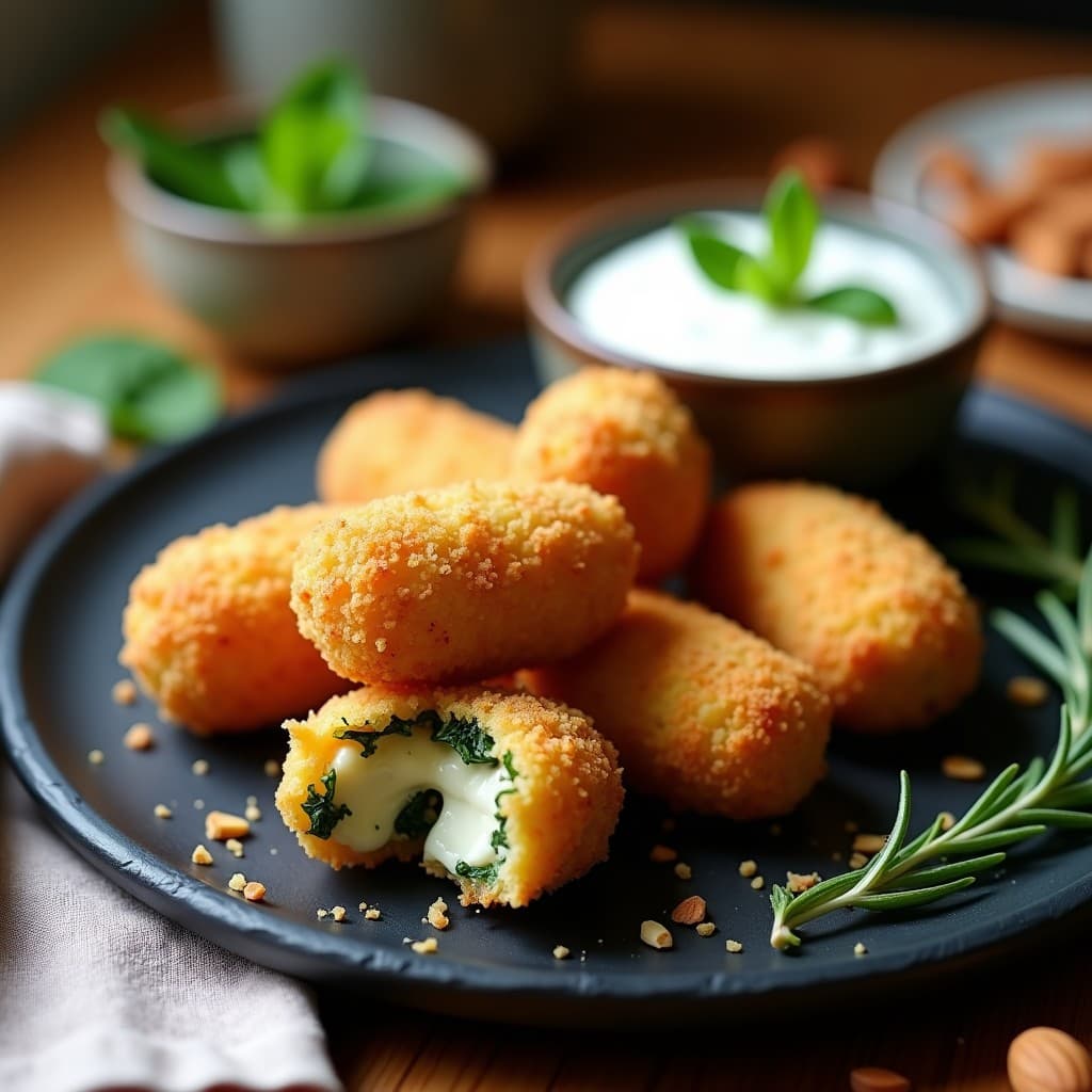 Croquetas de Espinacas y Queso de Castañas con Pan de Almendras: Receta Sin Gluten y Sin Lactosa