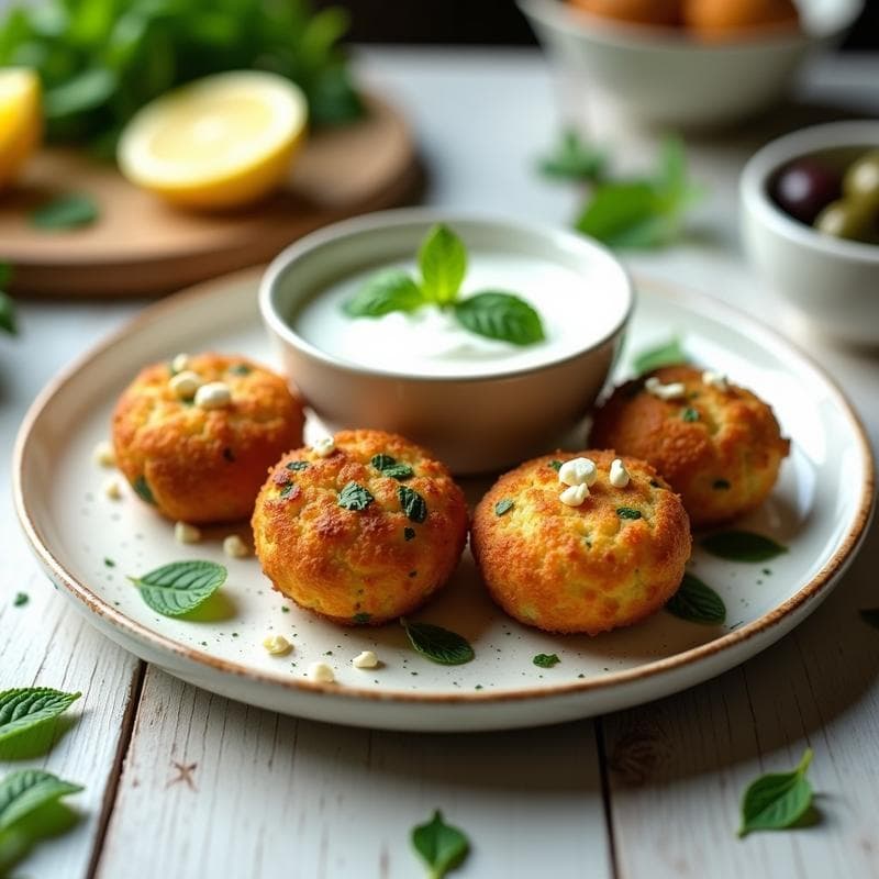 Croquetas de Espinacas y Queso Feta: Aperitivo Griego en Airfryer con Salsa de Yogur