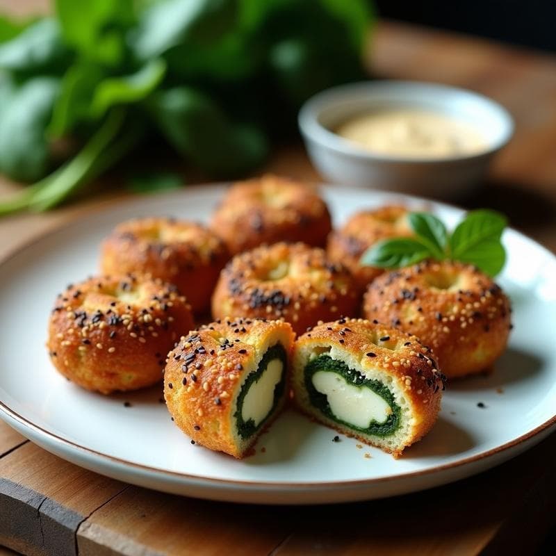 Croquetas de Espinacas y Tofu con Costra de Semillas de Sésamo: Aperitivo Keto en Airfryer