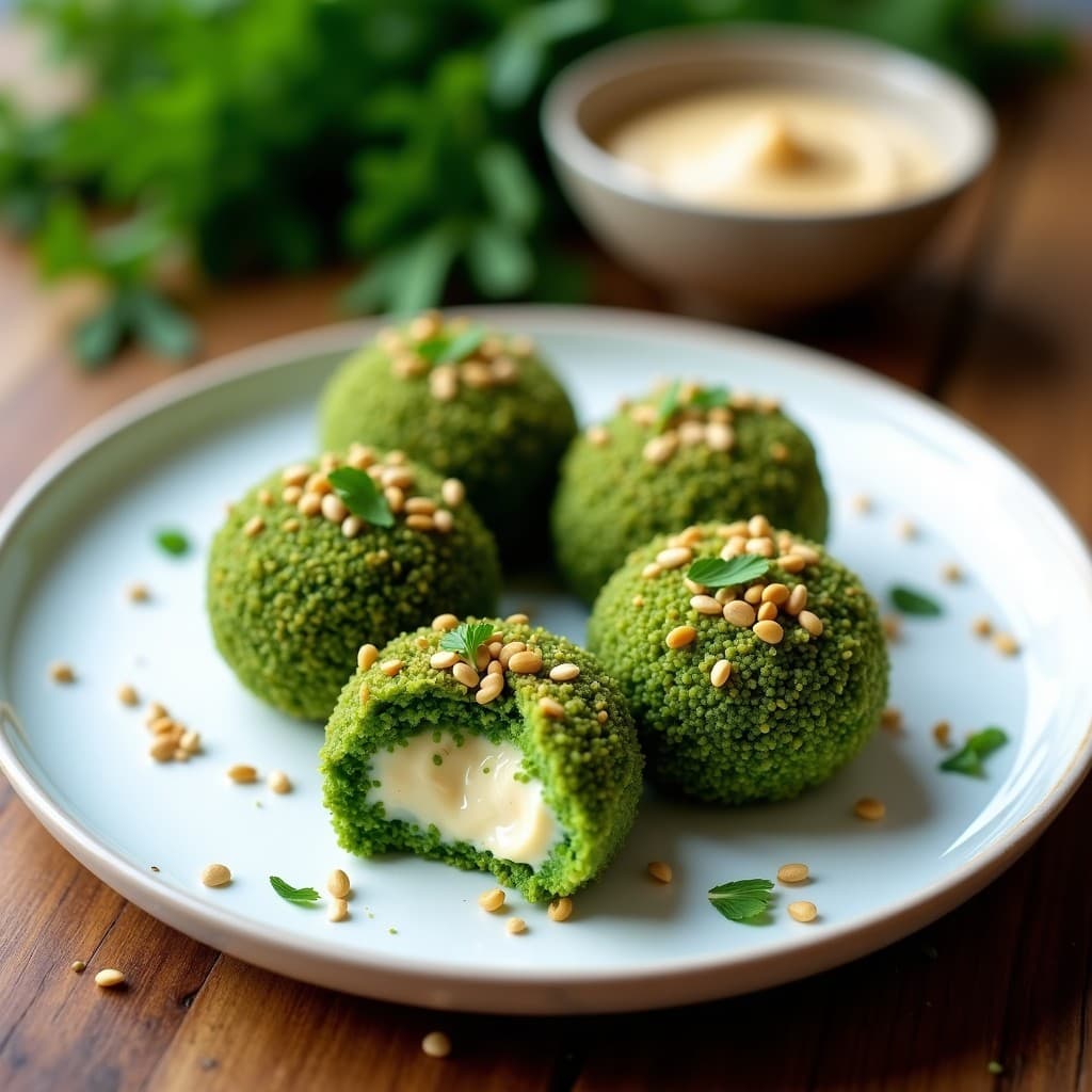 Croquetas de Espirulina y Espinacas: Aperitivo Crudivegano con Cobertura de Semillas