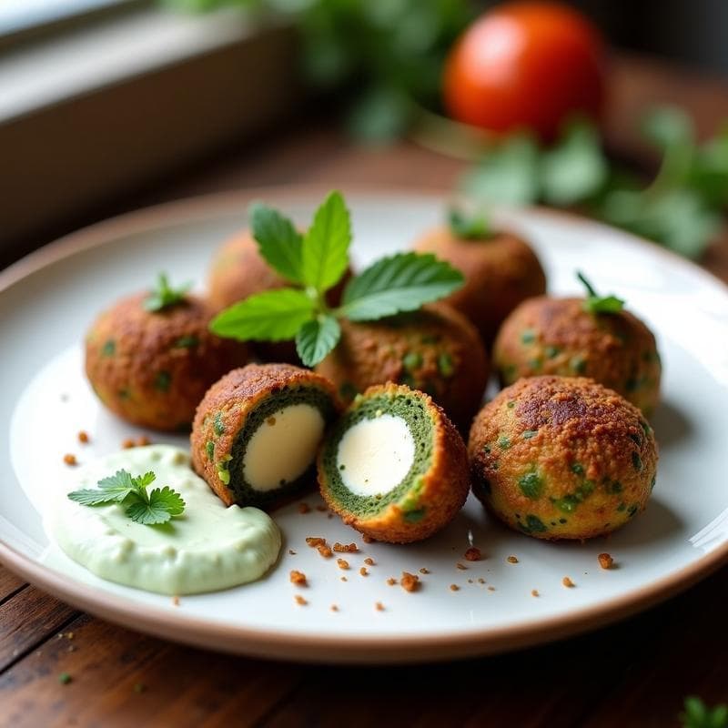 Croquetas de Espirulina y Patata Morada: Receta Vegana Rellena de Queso de Cajú