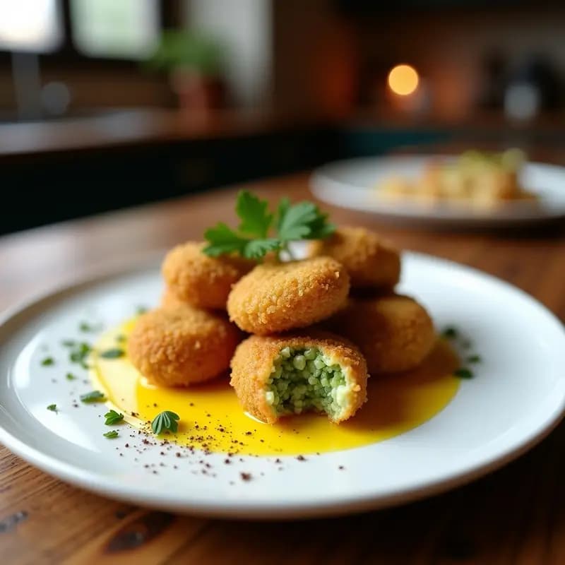 Croquetas de Espirulina y Pulpo con Salsa de Azafrán: Entrante Gourmet Alta en Hierro en Airfryer