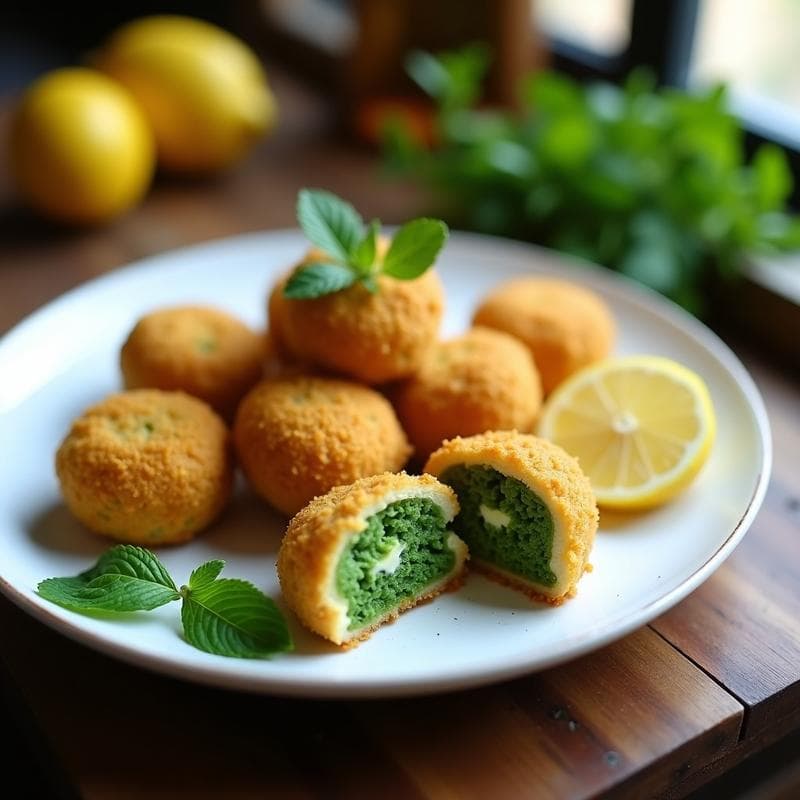 Croquetas de Espirulina y Queso de Anacardo: Aperitivo Vegano y Crudivegano con Toque de Limón