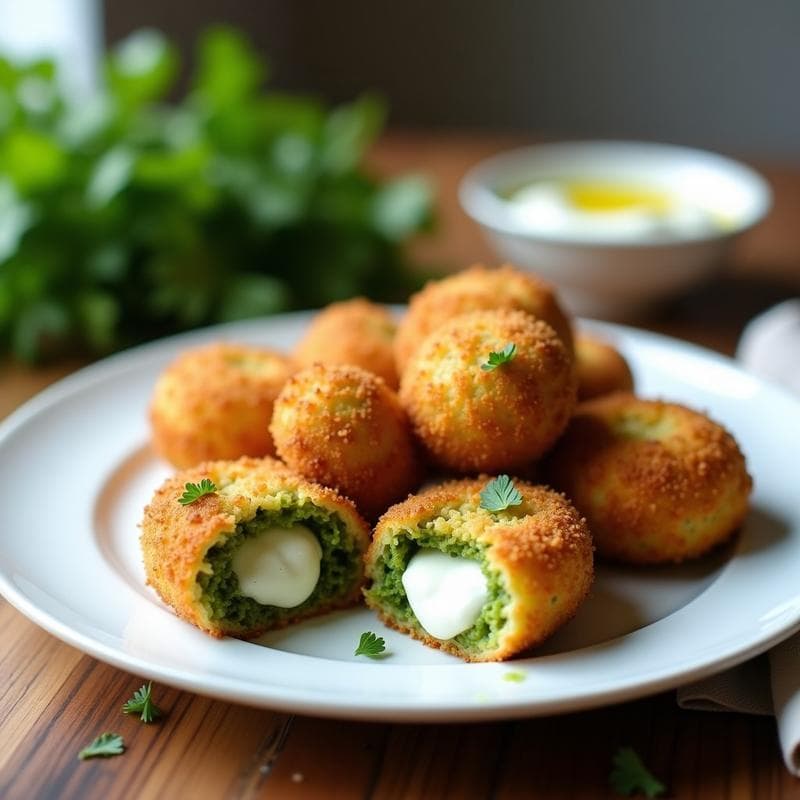 Croquetas de Espirulina y Queso de Cabra con Pan de Almendra: Entrante Gourmet Sin Harina
