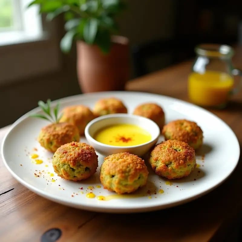 Croquetas de Espirulina y Queso Vegano con Salsa de Azafrán: Receta Innovadora y Alta en Proteína